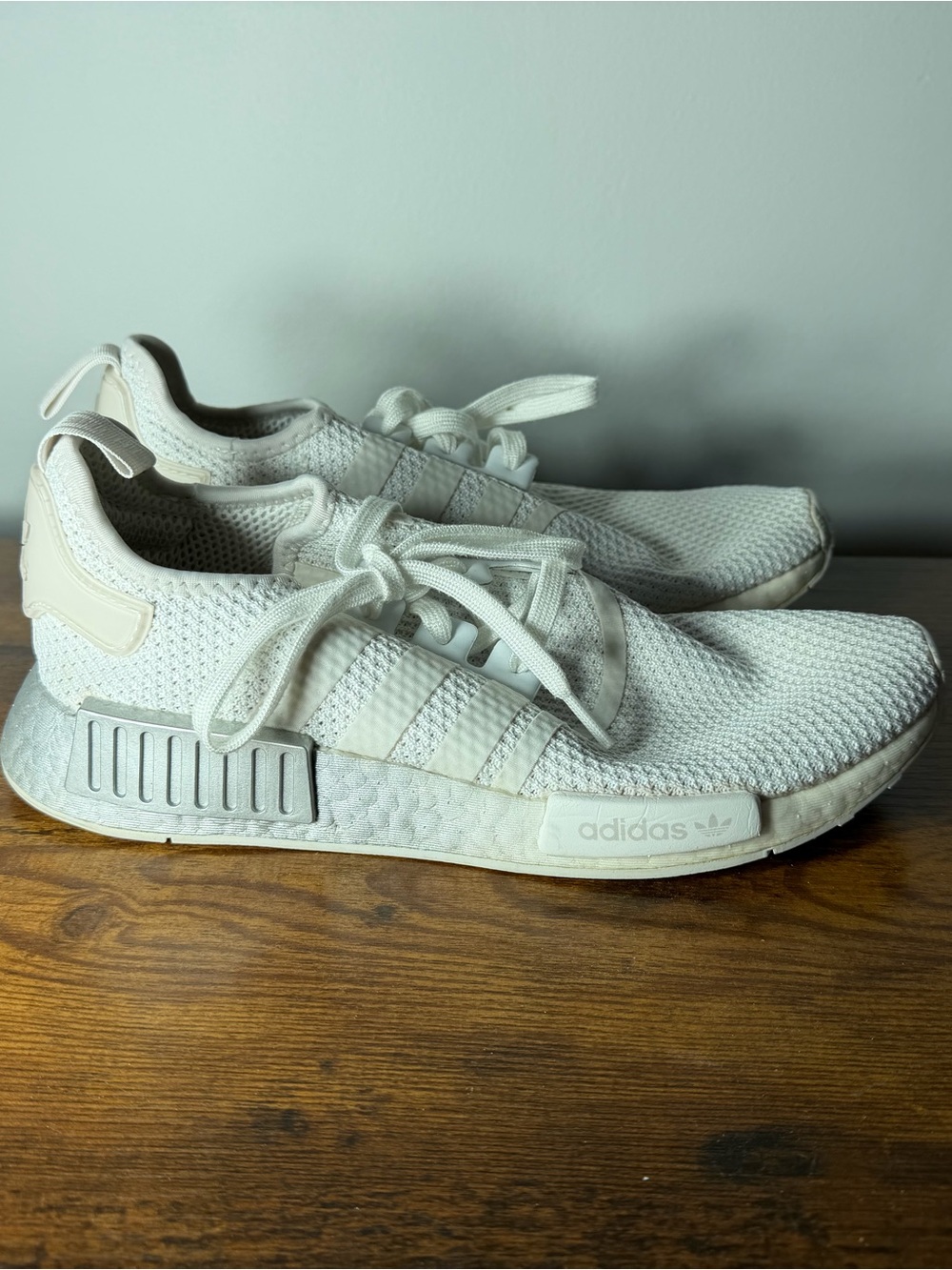 Adidas NMD R1 White Gray Boost Sneakers Women’s Size 10 FU9350